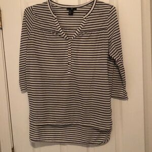 Long sleeved, v-neck striped shirt.  Size S
